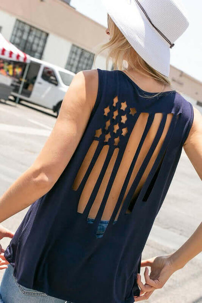 AMERICAN FLAG LASER CUT TANK TOP