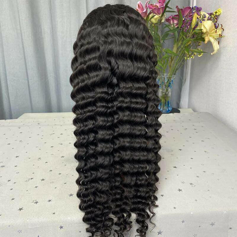 180% Density Full 4x4 Transparent Lace Front Loose Deep Human Hair Wig.