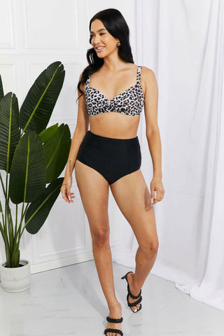 Marina West Swim Take A Dip Twist High-Rise Bikini in Leopard.