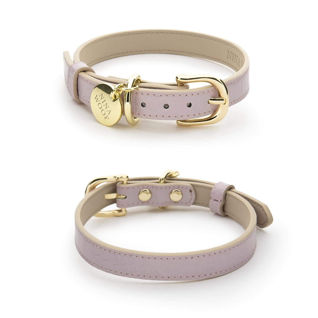 NINA WOOF Milan Faux Leather Dog Collar - Lilac, Medium