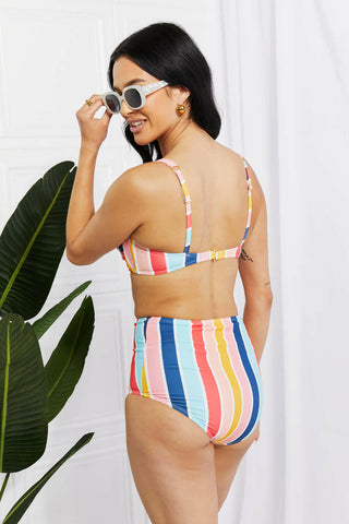 Marina West Swim Take A Dip Twist High-Rise Bikini in Stripe.