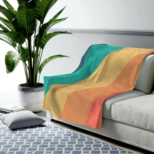 Diagonal Stripes Plush Blanket Throw.