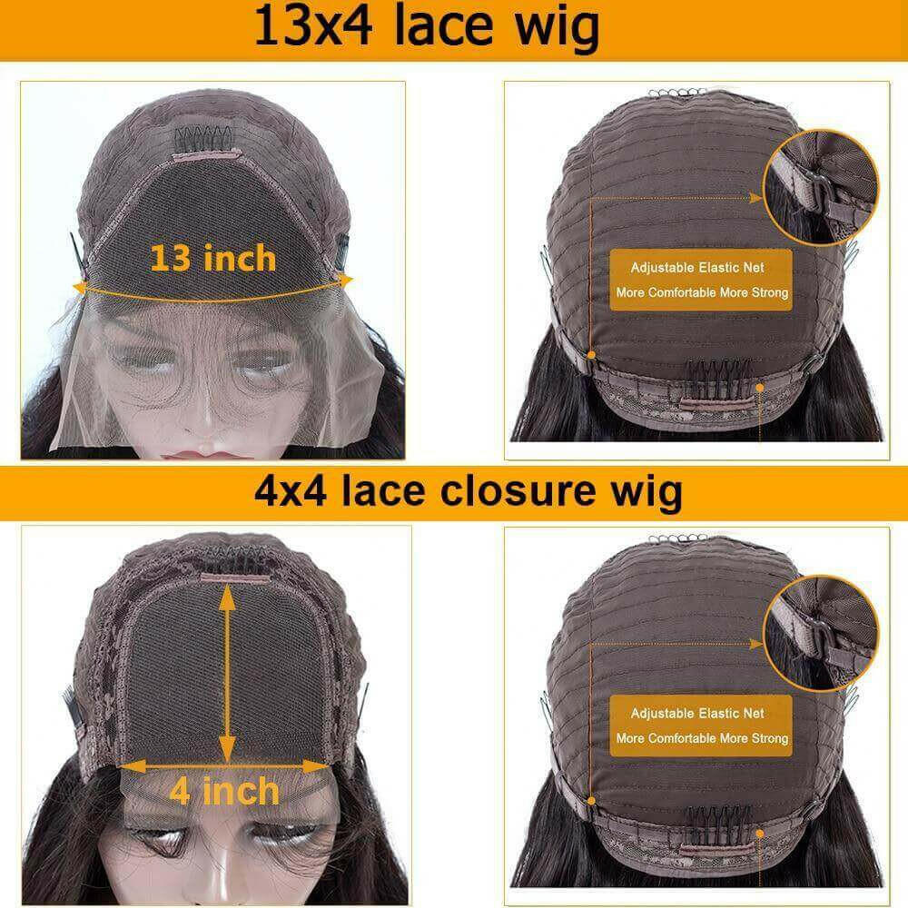 180% Density Body Wave 4x4 Short Bob 13x4 Lace Front Human Hair Wig