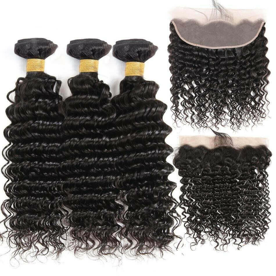 BeuMax 10A Grade 3/4 Deep Wave bundles with 13x4 Frontal.