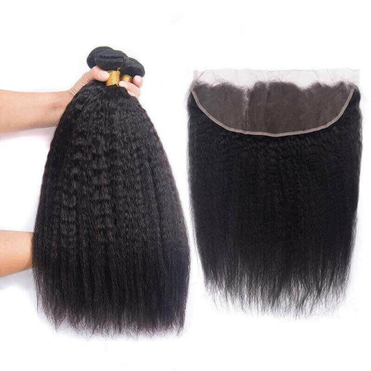 BeuMax 10A Grade 3/4 Kinky Straight bundles with 13x4 Frontal.