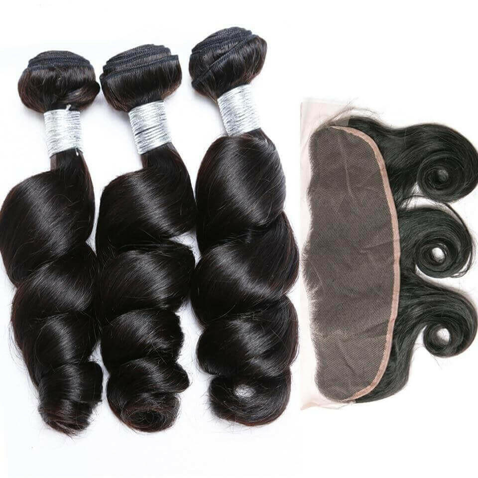 Loose Wave 10A Grade 3/4 bundles with 4x4 Closures &amp; 13x4 Frontal