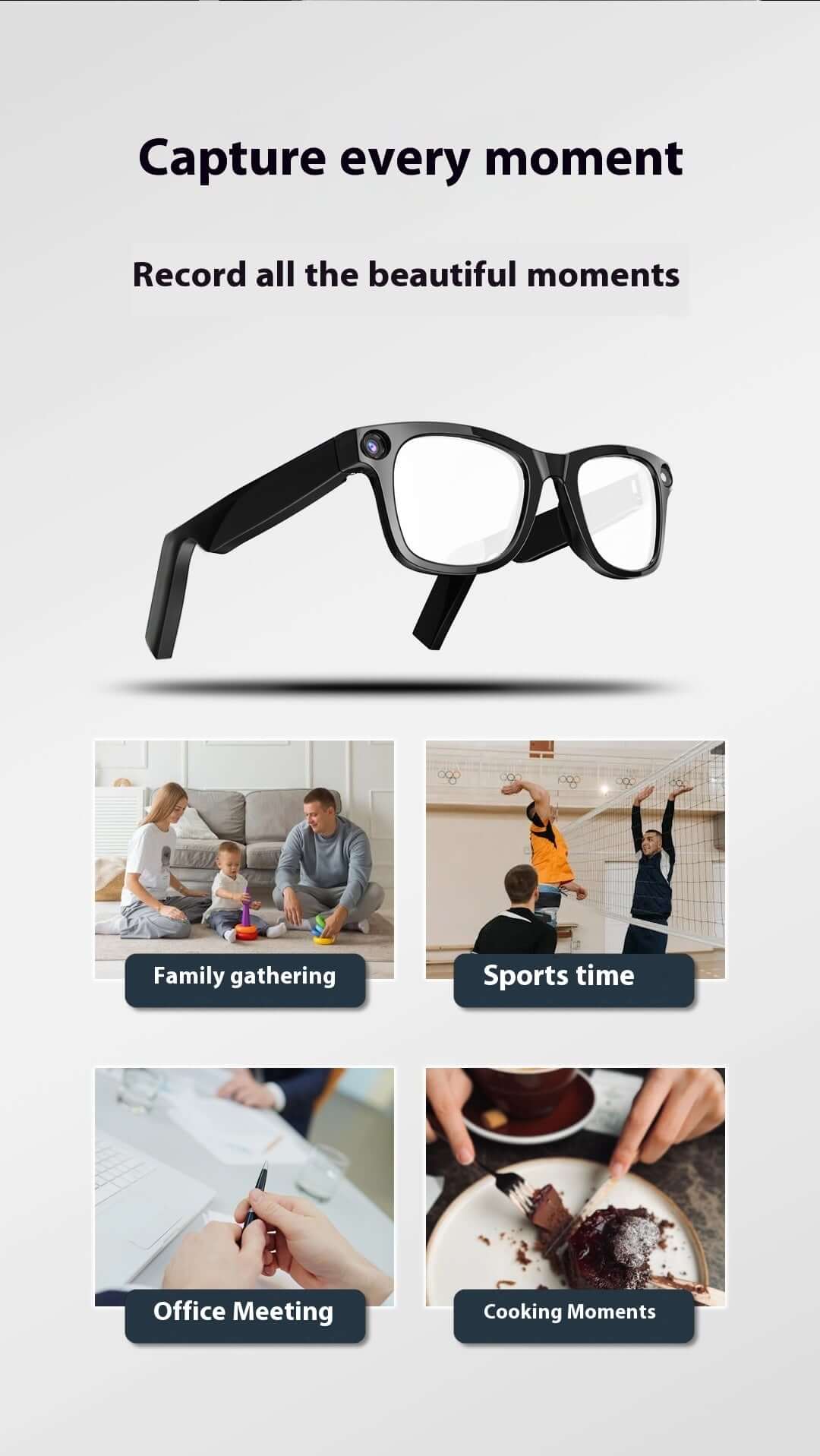 AI Camera Smart Glasses – Sunglasses &amp; Clear Lens Options