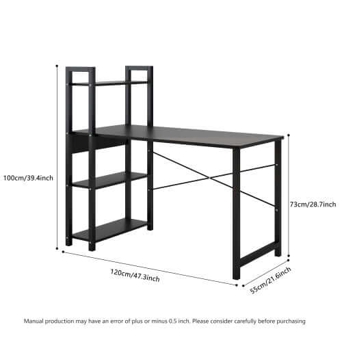 Computer Desk with 4 Storage Shelves, Metal Frame