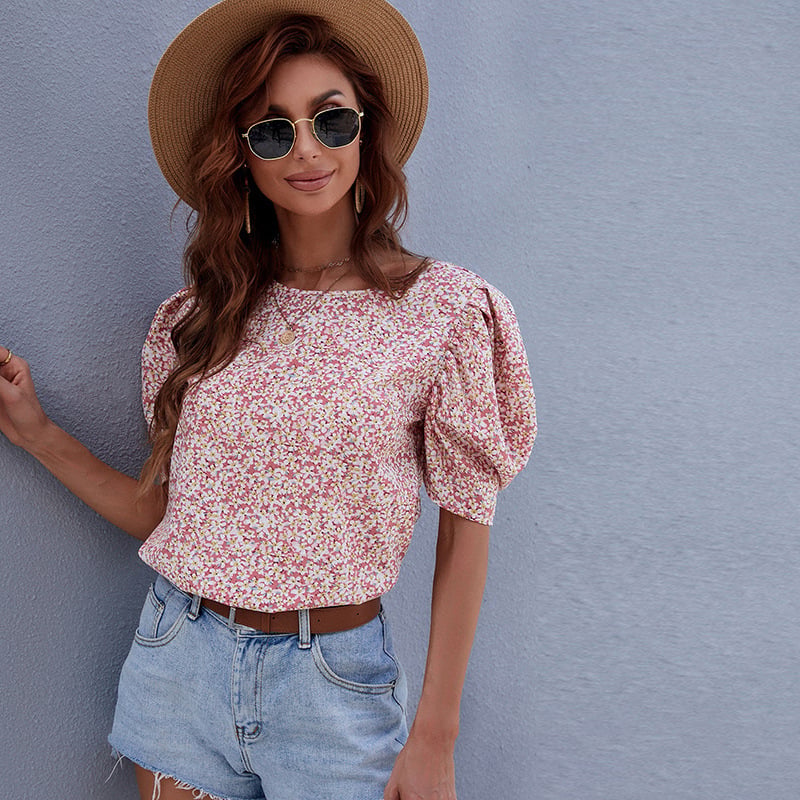Spring Printed Loose Long-sleeved European Tops