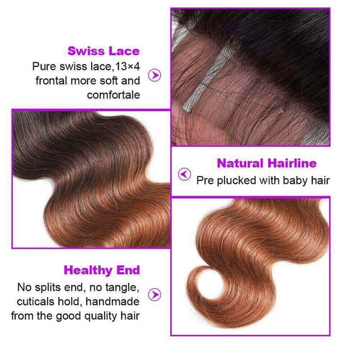 10A Grade #1B/4/30 Body Wave #1B/4/27 BUNDLES with CLOSURES & FRONTALS.