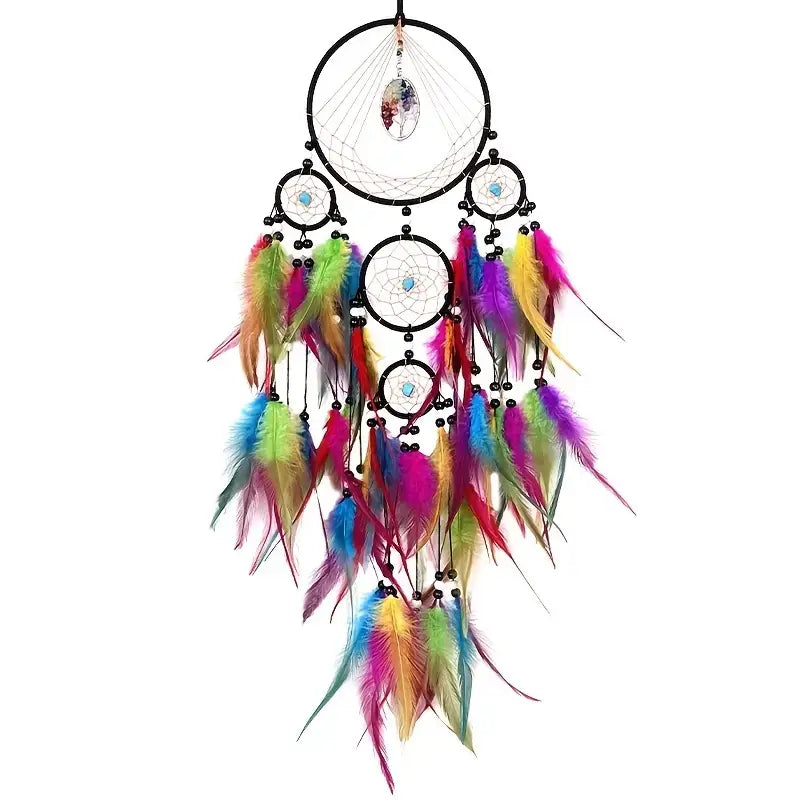 Colorful Dream Catcher with Feathers and Beads
