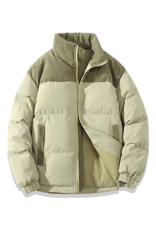 Winter Stand Collar Contrast-colored Coat Cotton Padded Jacket For Men