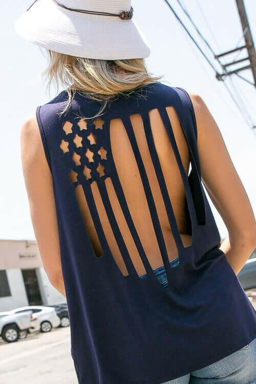 AMERICAN FLAG LASER CUT TANK TOP.