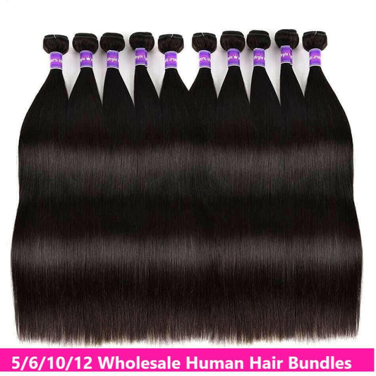 Wholesale 5/6/10/12 Bundles Brazilian Straight Hair 10A Grade Human Ha.