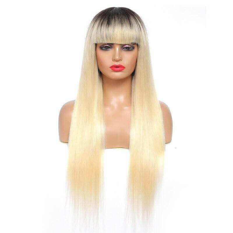 #1B/613 Straight 180% Density #613 Wig with Bang 200% Density Human.