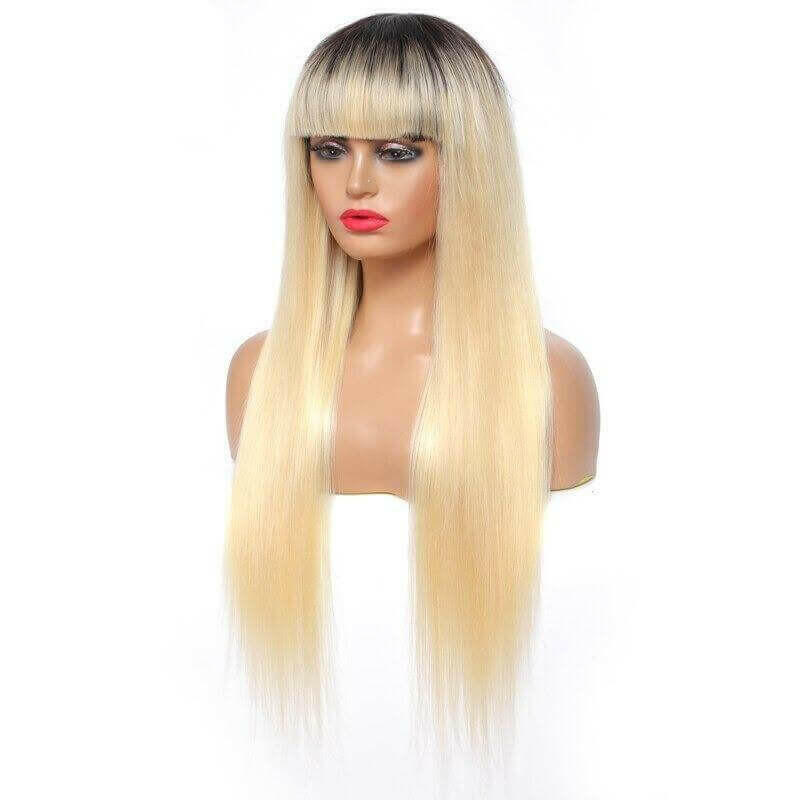 #1B/613 Straight 180% Density #613 Wig with Bang 200% Density Human.