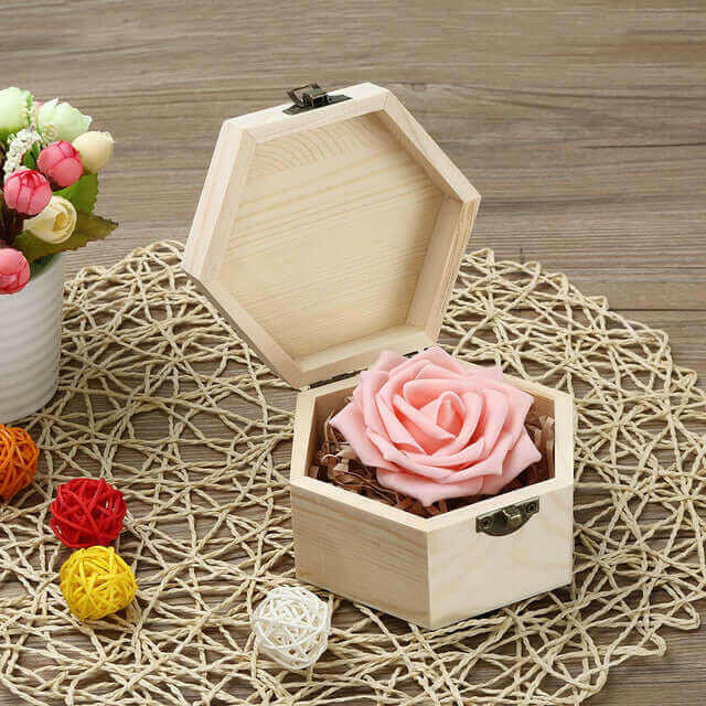 1 pc Wooden Storage Jewelry Box Portable Hexagonal