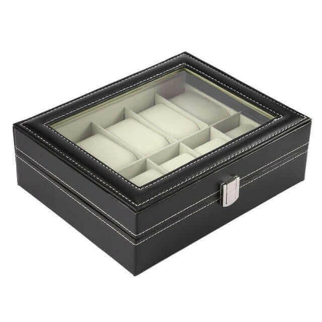 10 Grids PU Leather Watch Box Jewelry Storage.