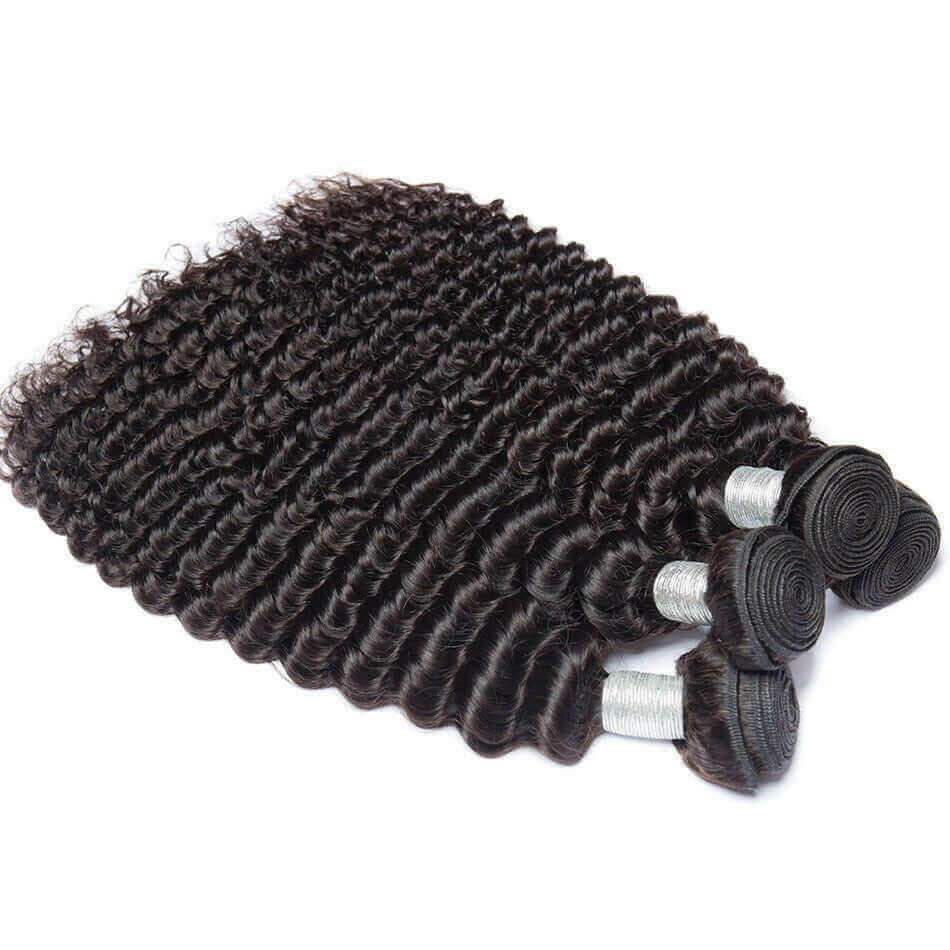 10A Grade 1/3/4 Deep Wave Brazilian Human Hair Bundles.