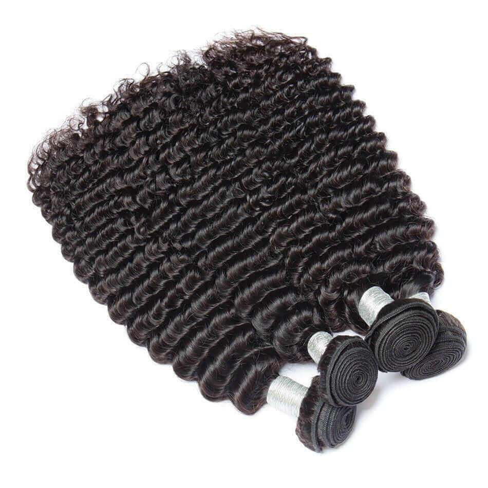 10A Grade 1/3/4 Deep Wave Brazilian Human Hair Bundles.