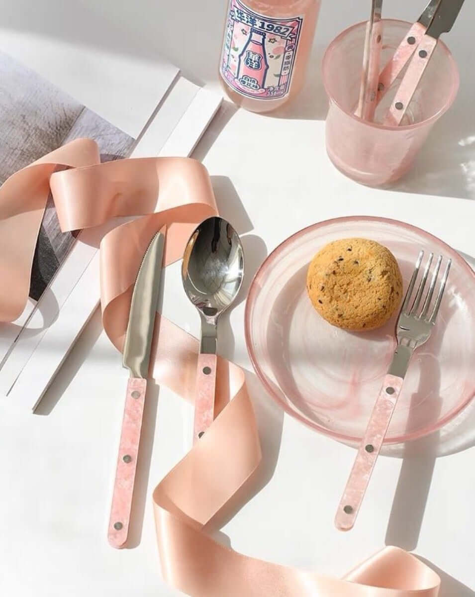 Set of 10 Sleek Modern Pinky Elegant Salt Lake Flatware Cutlery