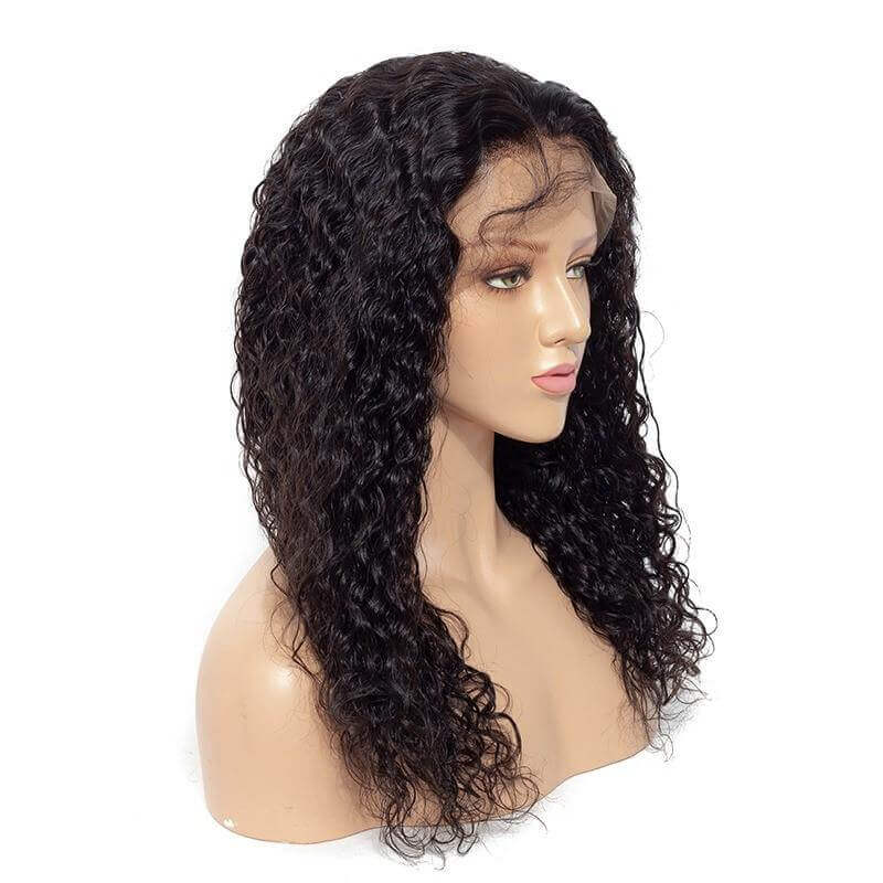 13x4 HD Transparent Lace Frontal Water Wave Human Hair Wigs 200% Densi