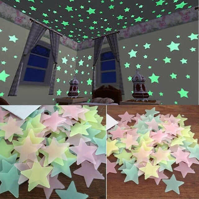 100PC Kids Bedroom Beautiful Fluorescent Glow In