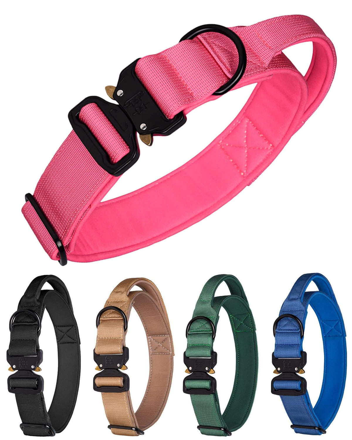 Aecllcea Tactical Dog Collar with Handle - Magenta, XL