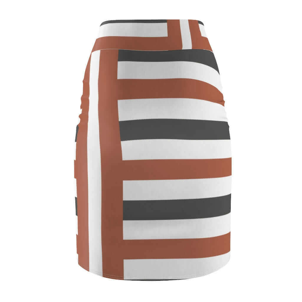 Womens Skirt, Brown and Grey Stripes Pencil Skirt, S43625.