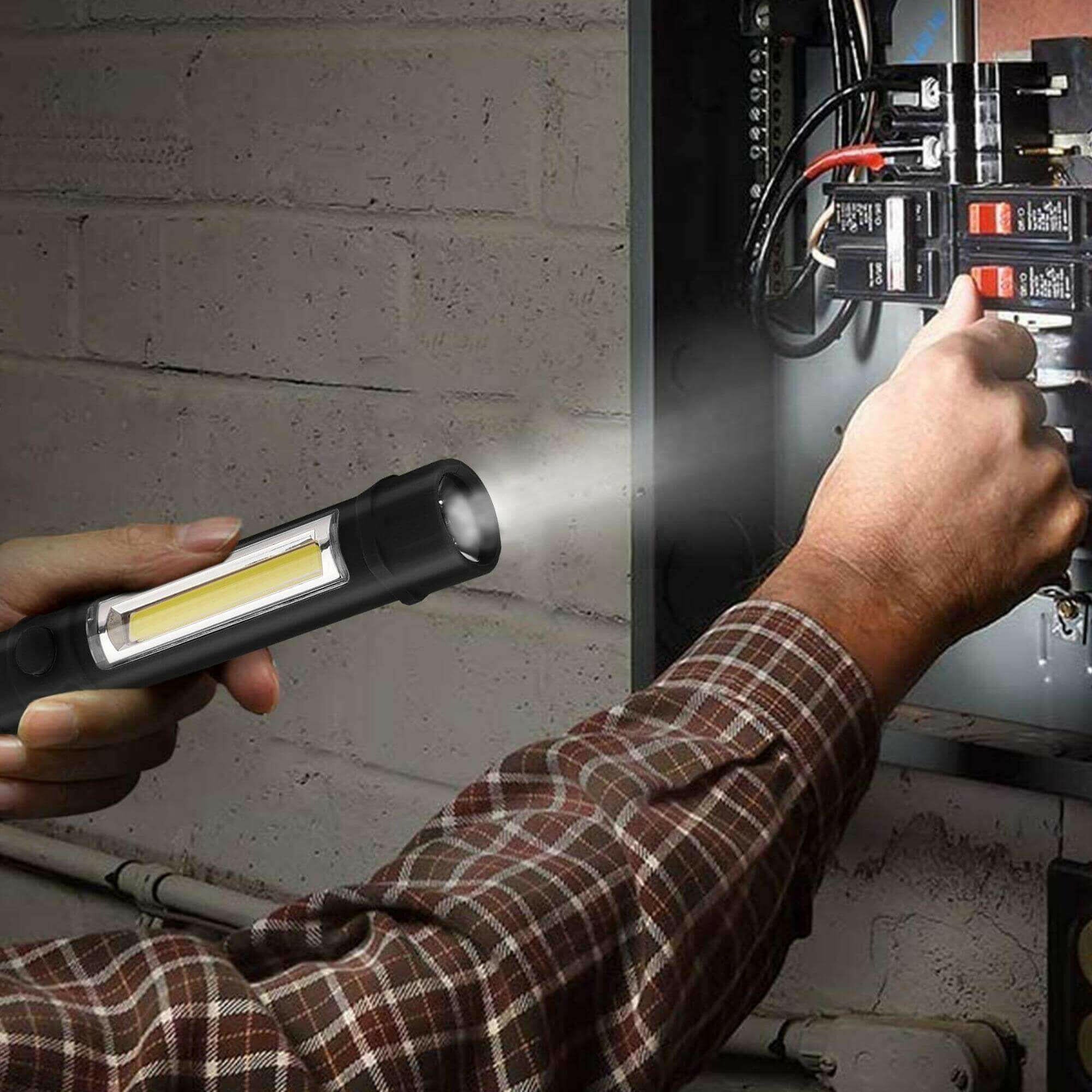 LED Pocket Flashlight with Magnetic Base &amp; Clip