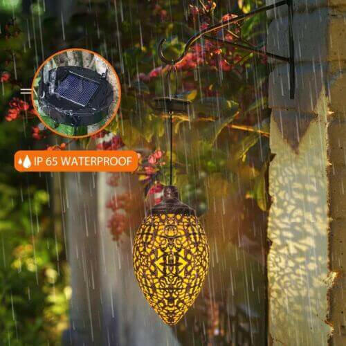 2Pcs Solar LED Hanging Lantern Lights Metal Garden Patio Decor Lights.