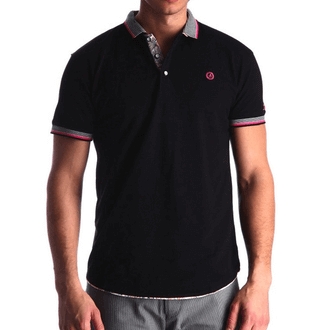 Men's Black - Paisley Turkey Slim Fit Mesh Polo Shirt ( Size - Only XS.