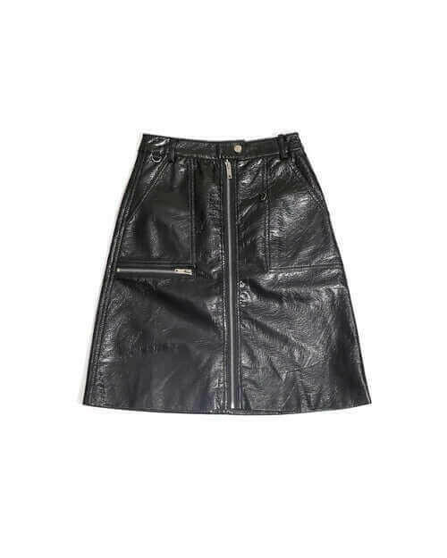 Bordeaux Faux Leather Zip Up Pencil Skirt.