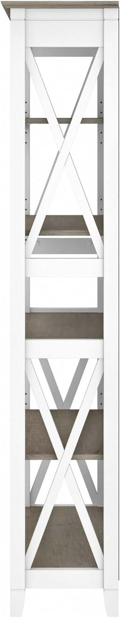 Bush Furniture Key West 66 Inch Bookcase Shiplap Gray White