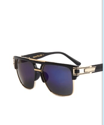 Men’s Rectangle Alloy-Frame Sunglasses with UV400