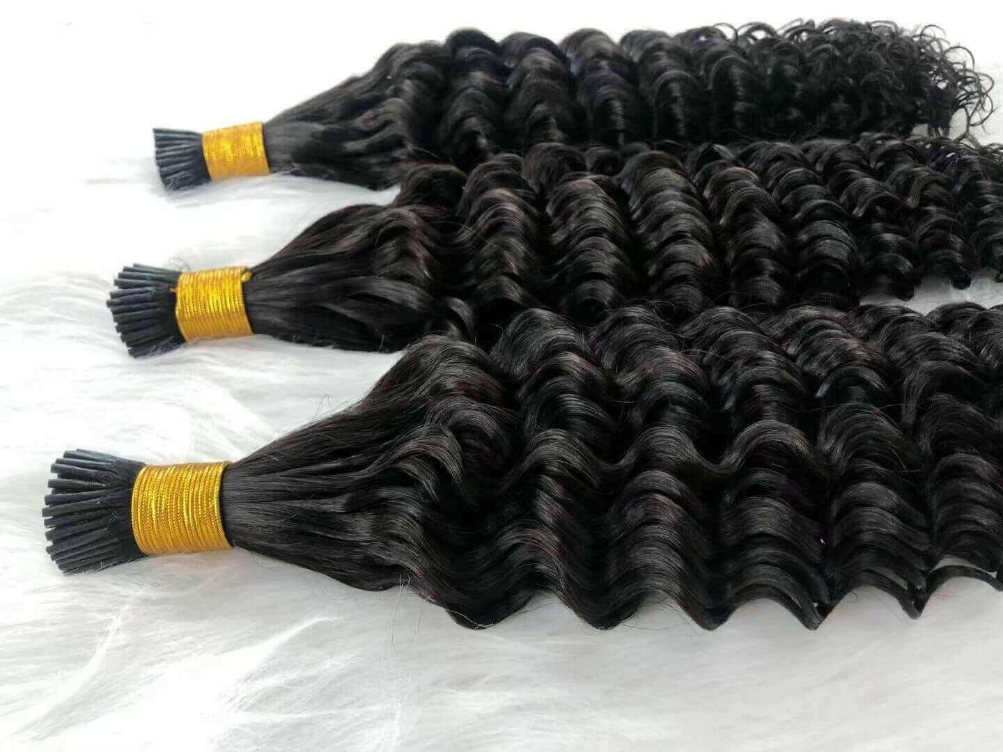 Brazilian Deep Wave Human Hair i Tip Microlinks Bulk Braiding Human Ha.