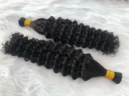 Brazilian Deep Wave Human Hair i Tip Microlinks Bulk Braiding Human Ha.