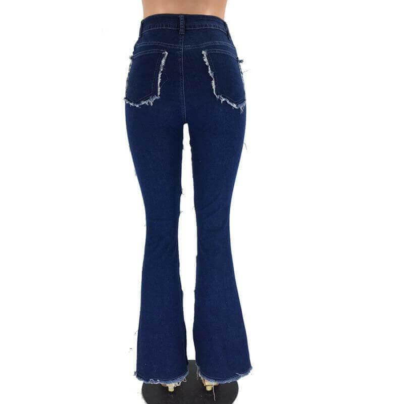 Women's Patchwork Pants Hight Waist  Straight Denim Jeans.