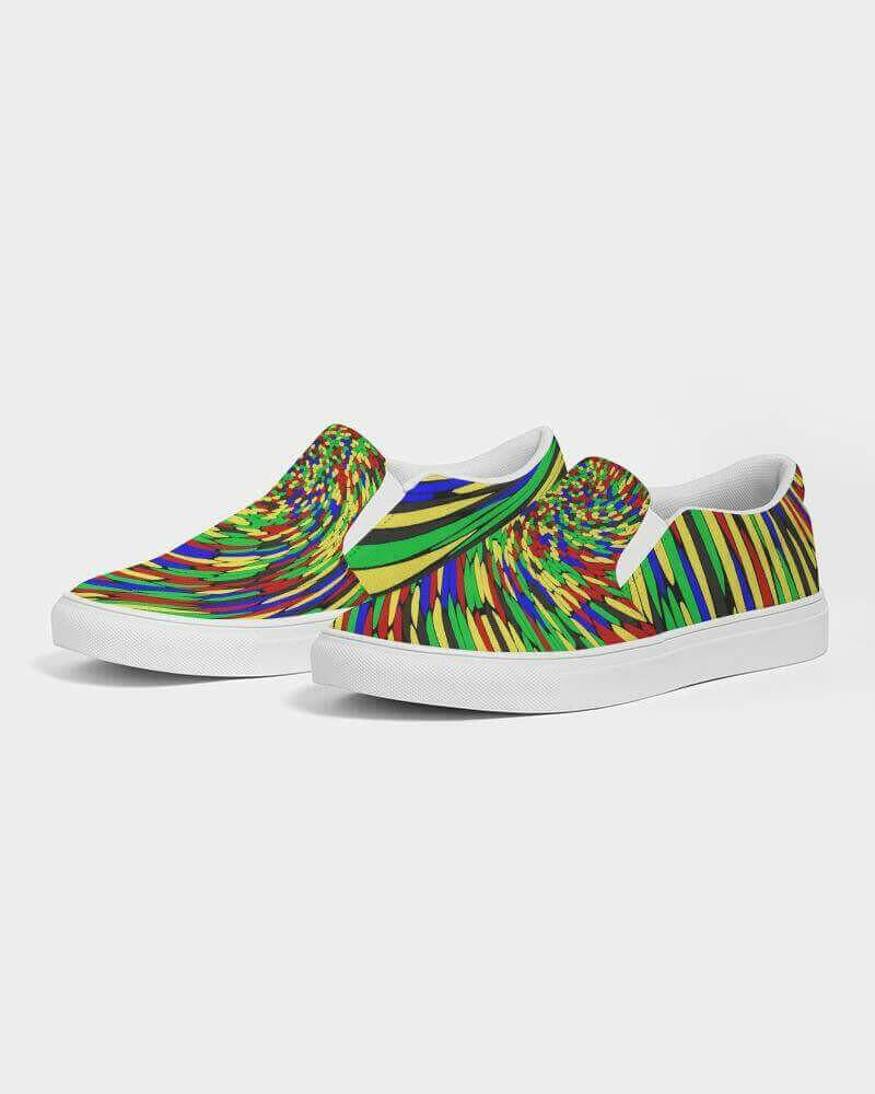 multicolor slip-on canvas sneakers