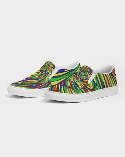 multicolor slip-on canvas sneakers