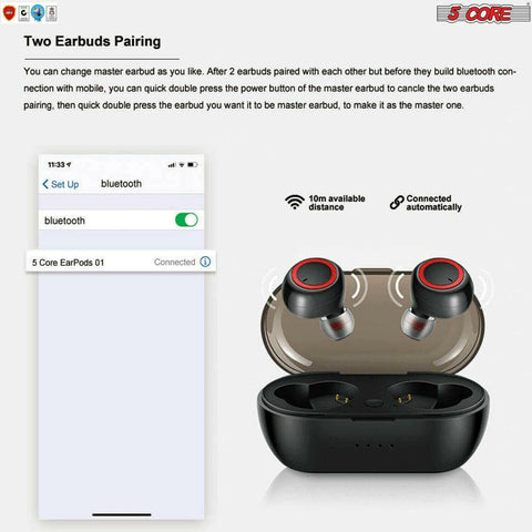 2 PACK Air pod Earphones Magnetic Waterproof Wireless Bluetooth 5.0.