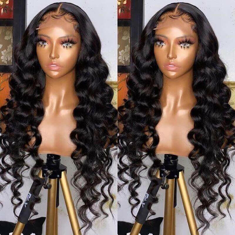 180% Density Full 4x4 Transparent Lace Front Loose Wave Human Hair Wig.