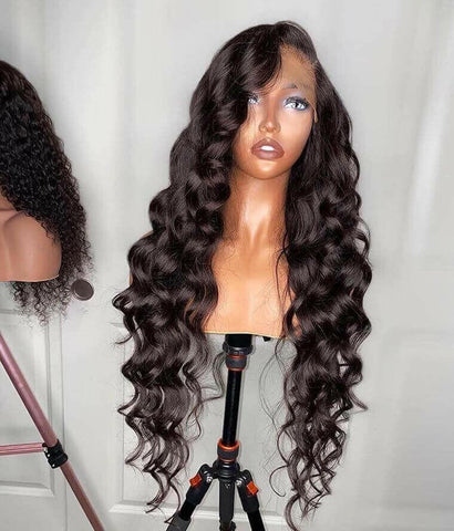 180% Density Full 4x4 Transparent Lace Front Loose Wave Human Hair Wig.