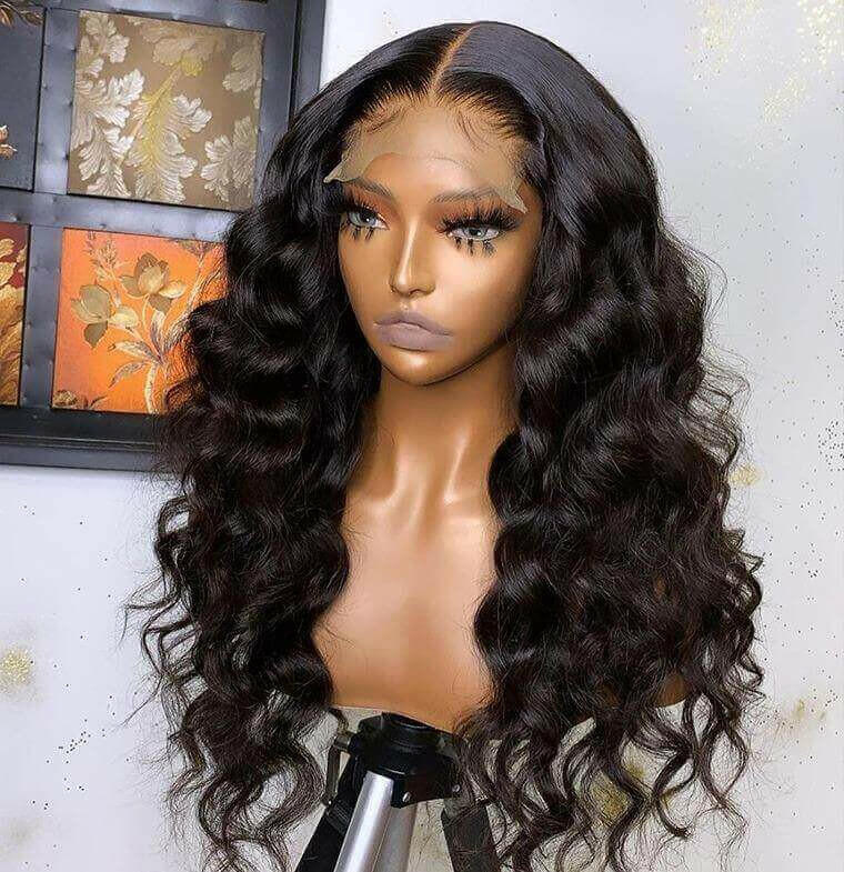 180% Density Full 4x4 Transparent Lace Front Loose Wave Human Hair Wig.