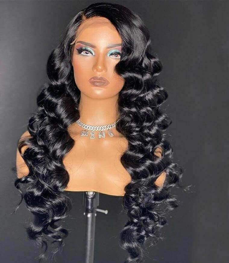 180% Density Full 4x4 Transparent Lace Front Loose Wave Human Hair Wig.