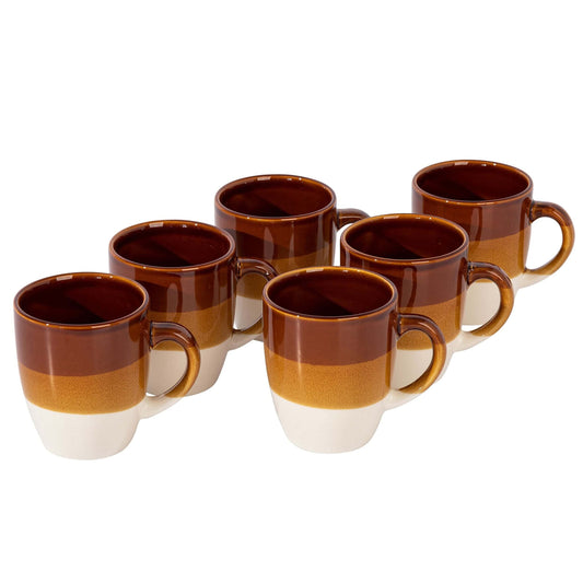 Gibson Home Yellowstone 6 Piece 12 Ounce Stoneware Mug Set in Brown