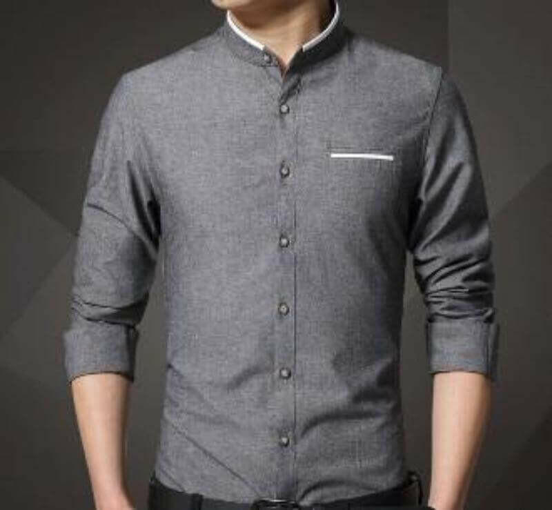 Mens Mandarin Collar Shirt.