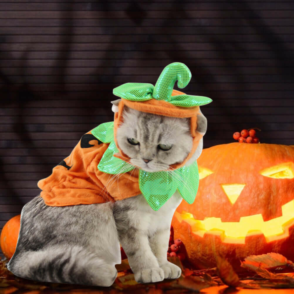 Halloween Pet Cats Costume Props Creative Pumpkin.