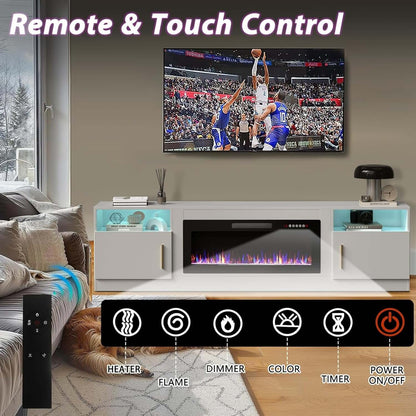 Elegant 80&quot; Fireplace TV Stand with LED Light