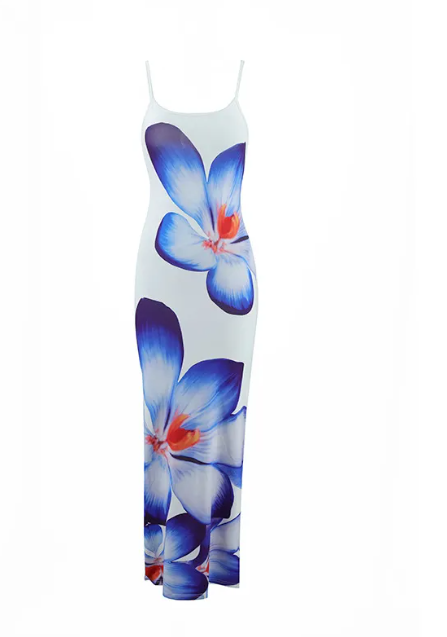 Elegant Floral Slit Midi Dress